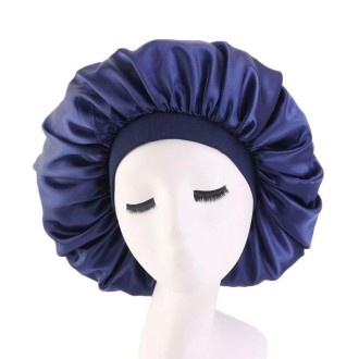 3 PCS TJM-405A Large Satin Round Hat Stretch Wide Brim Night Hat Chemotherapy Hat, Size: One Size(Navy)