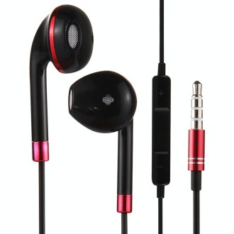 Black Wire Body 3.5mm In-Ear Earphone with Line Control & Mic, For iPhone, Galaxy, Huawei, Xiaomi, LG, HTC and Other Smart Phone