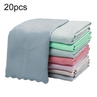 20pcs Non-Marking And Easy-To-Dry Fish Scale Rags Kitchen Cleaning Towels, Random Color Delivery, Specification: 25x25cm(Bulk, N