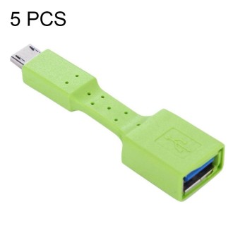 5 PCS Micro USB Male to USB 3.0 Female OTG Adapter (Green)