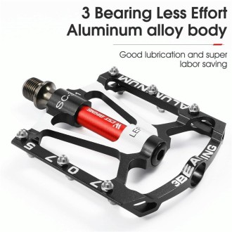 1pair WEST BIKING YP0802083 Mountain Bike Aluminum Alloy Pedal Lightweight Bearing Foot Pedal(Black)