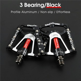 1pair WEST BIKING YP0802083 Mountain Bike Aluminum Alloy Pedal Lightweight Bearing Foot Pedal(Black)