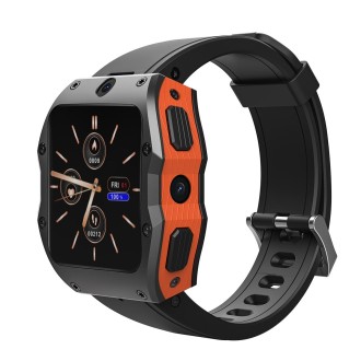 Model X 1.99 inch IP68 Waterproof Android 9.0 4G Dual Cameras Matte Smart Watch, Specification:2GB+16GB(Black Orange)