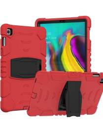 3-Layer Protection Screen Frame + PC + Silicone Shockproof Combination Case with Holder For Samsung Galaxy Tab S5e T720(Red+Blac