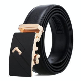 Dandali Casual Men Automatic Buckle Belt Business Soft Leather Pants Band, Length (cm): One Size 110-125cm(ZD-15)