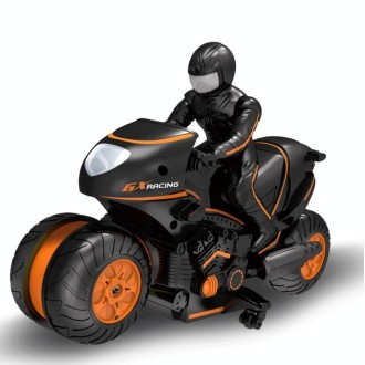 2.4G Remote Control Motorcycle Drifting Rotating High-Speed Side-Tracking Off-Road Motorcycle(Black Orange)