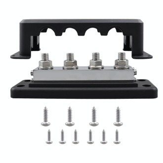 RV 600A High Current Busbar 4-way Straight M10 Wiring Studs(Black)