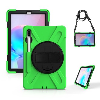 For Samsung Galaxy Tab S6 10.5 inch T860 / T865 Shockproof Colorful Silicone + PC Protective Case with Holder & Shoulder Strap &