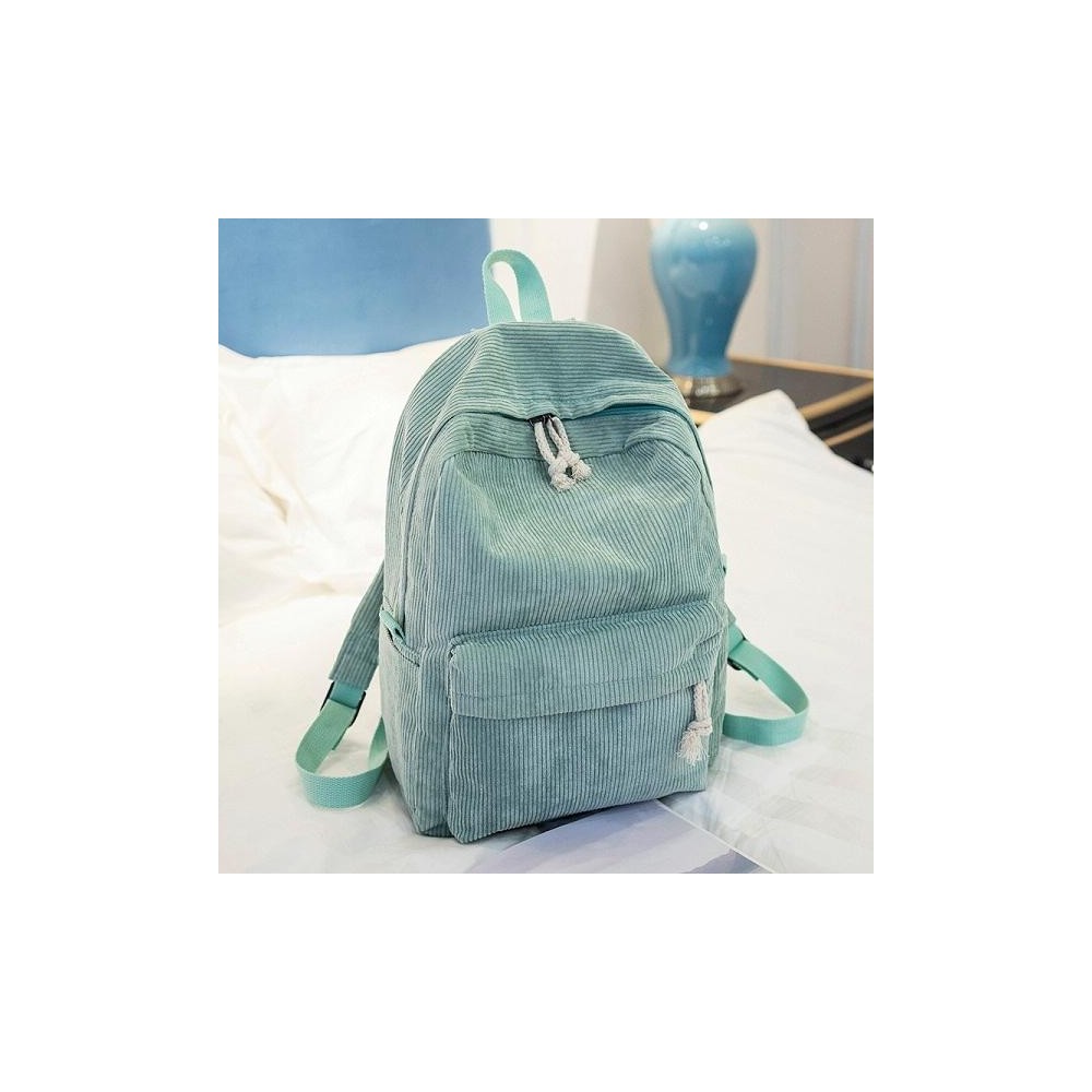 Soft Fabric Backpack Female Corduroy Design School Backpack for Teenage Girls Women(Light Green)