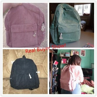 Soft Fabric Backpack Female Corduroy Design School Backpack for Teenage Girls Women(Light Green)