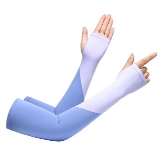 1 Pair Summer Ice Silk Sunscreen Sleeves Riding UV Protection, Color: Blue(One Code)