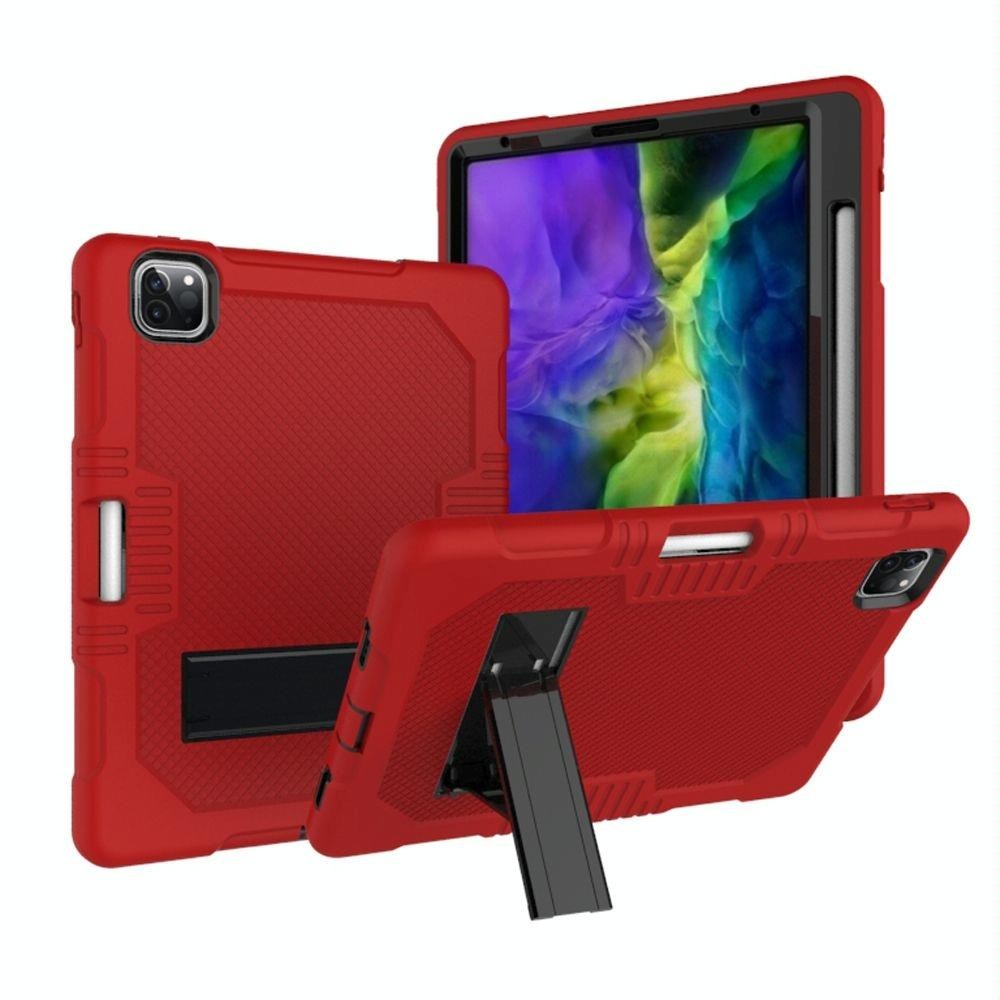 For iPad Pro 12.9 inch (2018/2020) Contrast Color Robot Shockproof Silicone + PC Protective Tablet Case with Holder(Red Black)