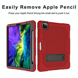 For iPad Pro 12.9 inch (2018/2020) Contrast Color Robot Shockproof Silicone + PC Protective Tablet Case with Holder(Red Black)