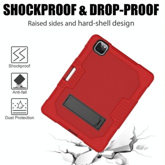 For iPad Pro 12.9 inch (2018/2020) Contrast Color Robot Shockproof Silicone + PC Protective Tablet Case with Holder(Red Black)