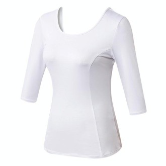 Back Cross Medium-length Sleeve Yoga Sportswear For Ladies (Color:White Size:XXL)