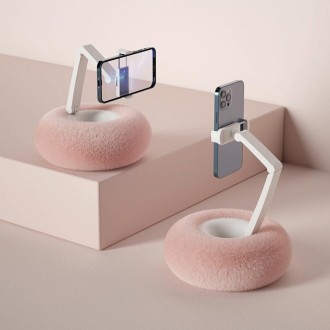 Pillow Phone Tablet Rotating Holder Lazy Desktop Bed Live Stand, Color: Biaxial Clamp-Pink