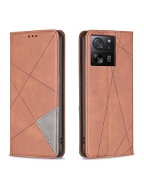 For Xiaomi 13T / 13T Pro / Redmi K60 Ultra Rhombus Texture Magnetic Leather Phone Case(Brown)