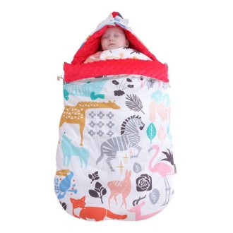 Baby Cotton Anti-Shock Autumn And Winter Thickening Dual-Use Newborn Quilt Baby Peas Blanket Sleeping Bag(Animal World Thick Wit