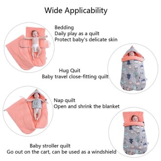 Baby Cotton Anti-Shock Autumn And Winter Thickening Dual-Use Newborn Quilt Baby Peas Blanket Sleeping Bag(Animal World Thick Wit