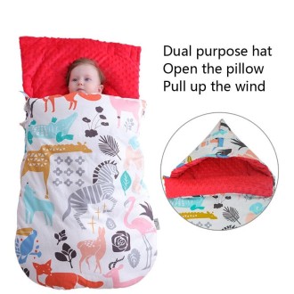 Baby Cotton Anti-Shock Autumn And Winter Thickening Dual-Use Newborn Quilt Baby Peas Blanket Sleeping Bag(Animal World Thick Wit