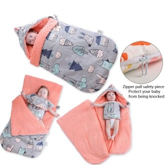 Baby Cotton Anti-Shock Autumn And Winter Thickening Dual-Use Newborn Quilt Baby Peas Blanket Sleeping Bag(Animal World Thick Wit