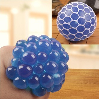 6cm Anti-Stress Face Reliever Grape Ball Extrusion Mood Squeeze Relief Healthy Funny Tricky Vent Toy(Blue)