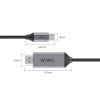 WIWU X9 USB-C/Type-C to HDMI Male Coaxial Cable Adapter, Length：1.8m