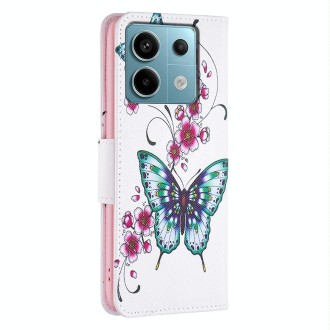 For Xiaomi Redmi Note 13 Pro 4G Global Colored Drawing Pattern Leather Phone Case(Flowers Butterfly)