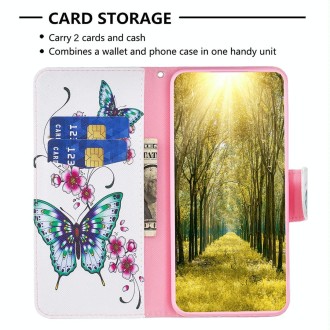 For Xiaomi Redmi Note 13 Pro 4G Global Colored Drawing Pattern Leather Phone Case(Flowers Butterfly)