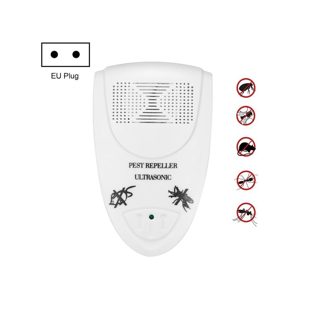 Ultrasonic Electronic Mouse Repeller Household Intelligent Insect Repeller, EU Plug(White)