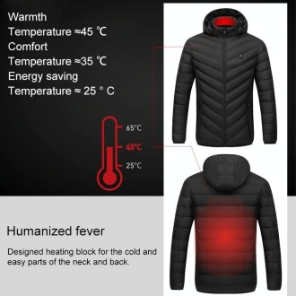 USB Heated Smart Constant Temperature Hooded Warm Coat for Men and Women (Color:Dark Blue Size:S)