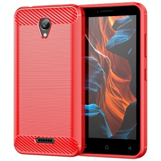 For Lenovo Vibe A Plus Brushed Texture Carbon Fiber TPU Phone Case(Red)