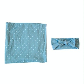 Newborn Baby Dot Pattern Swaddling Scarf Headband(Blue)