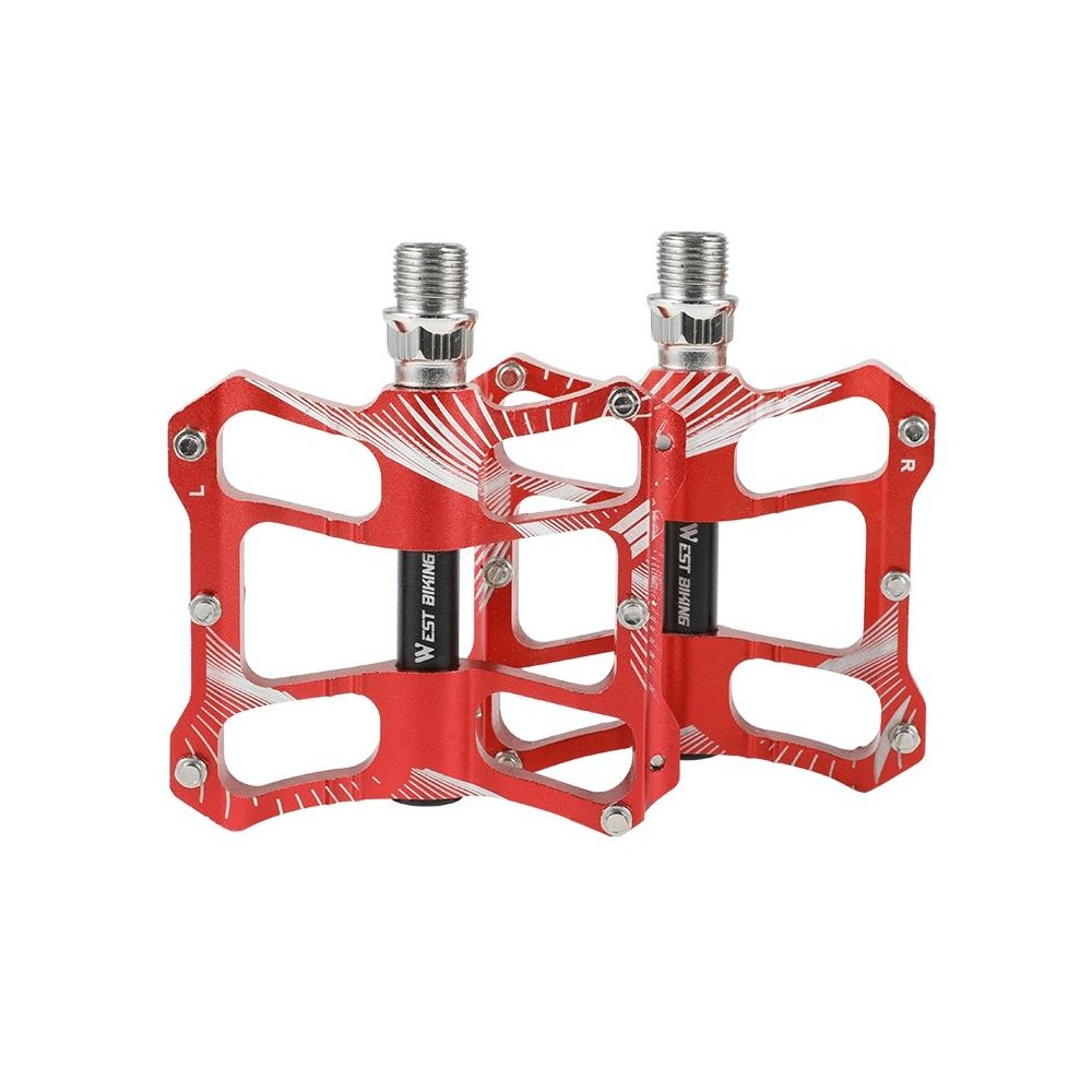 WEST BIKING YP0802080 Bicycle Aluminum Alloy Pedal Riding Foot Pedal Bicycle Accessories(Red)