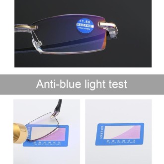 Rimless Anti Blue-ray Blue Film Lenses Presbyopic Glasses, +4.00D(Brown)