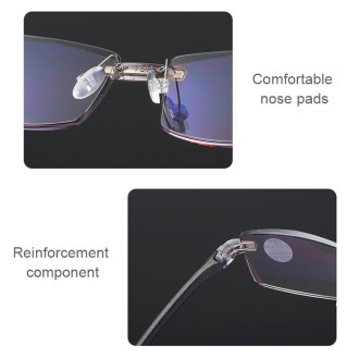 Rimless Anti Blue-ray Blue Film Lenses Presbyopic Glasses, +4.00D(Brown)