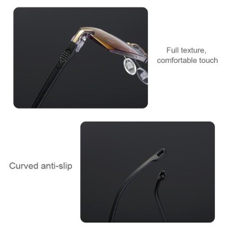 Rimless Anti Blue-ray Blue Film Lenses Presbyopic Glasses, +4.00D(Brown)