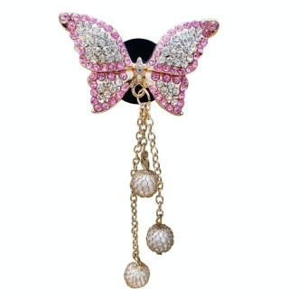 Butterfly Tassel Pearl Diamond Car Air Vent Aromatherapy Clip(Pink)