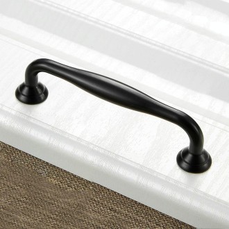 6291A-96 Simple Cabinet Door Handle Drawer Wardrobe Zinc Alloy Handle (Black)