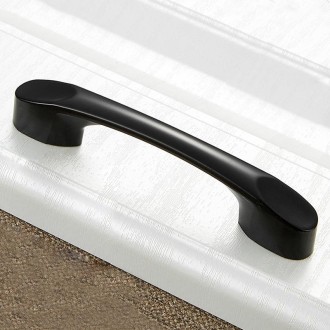 6225A-64 Simple Cabinet Door Handle Drawer Wardrobe Zinc Alloy Handle(Black)