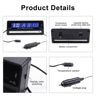 Car Digital Display Clock Luminous Electronic Thermometer Voltmeter(TS-7013V)