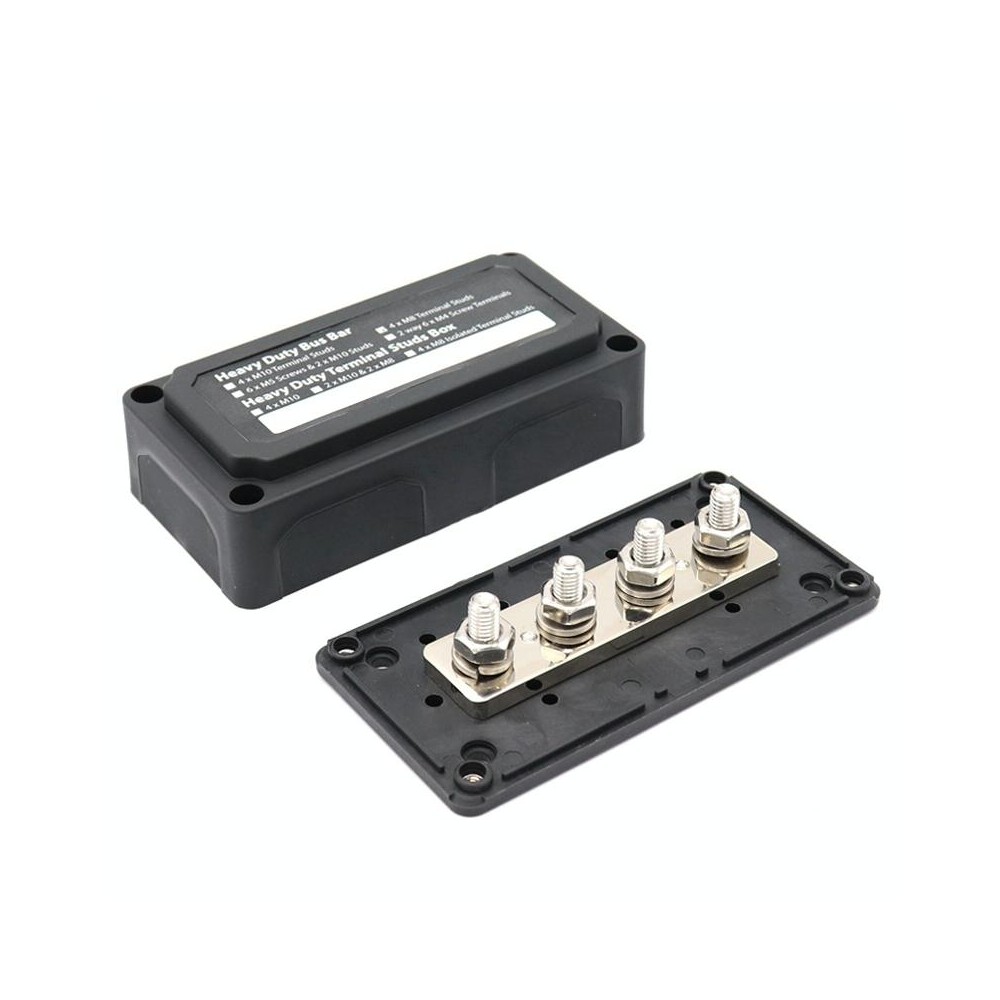 Max DC 48V 300A Heavy-Duty Module Design Bus Bar 4 M8 Terminal Studs Box Busbar for Car / RV / Boat