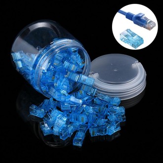 100 PCS Anpwoo Amp01 RJ45 Connector Modular Plug(Blue)