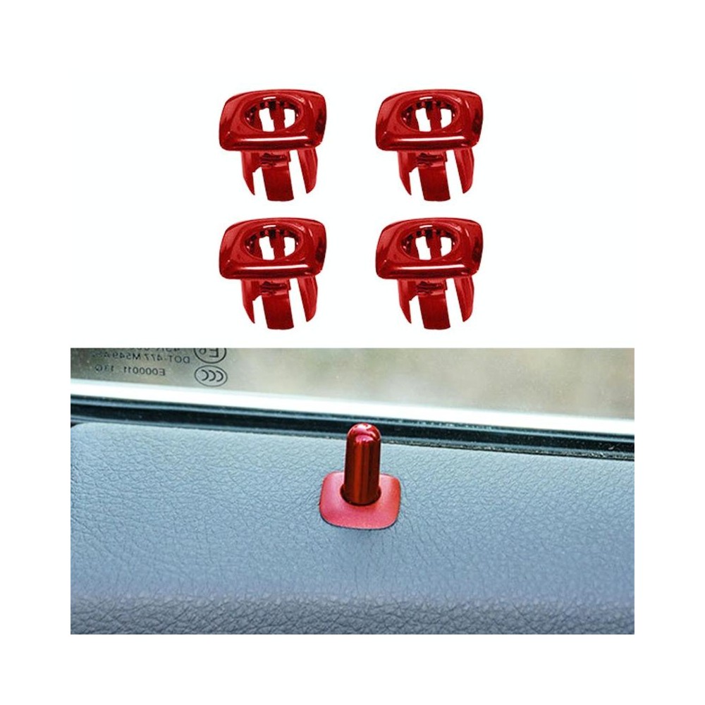 For BMW 5 Series 2011-2017 4 in 1 Car Interior Door Window Trim Panel Locking Knob Button Cover 5142 9171 769 (Red)