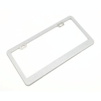 US Standard Stainless Steel License Plate Modified Frame With Diamonds, Color: Square Hole White Diamond