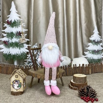 Christmas Decorations Dolls Faceless Elderly Dolls Window Decorations(Pink)