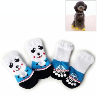 4pcs /Set Cute Puppy Dogs Pet Knitted Anti-slip Socks, Size:L (Panda)