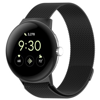 For Google Pixel Watch 2 Milan Magnetic Steel Mesh Watch Band(Black)