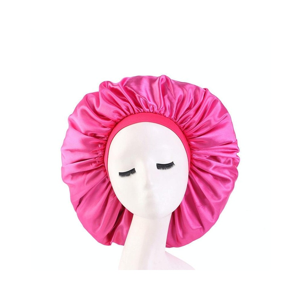 3 PCS TJM-405A Large Satin Round Hat Stretch Wide Brim Night Hat Chemotherapy Hat, Size: One Size(Rose Red)