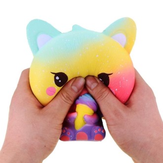 3 PCS Ice Cream Cat Cute Soft Squeeze Scented Toy Gift for Kid Size:11*7*8cm(Orange starry sky)